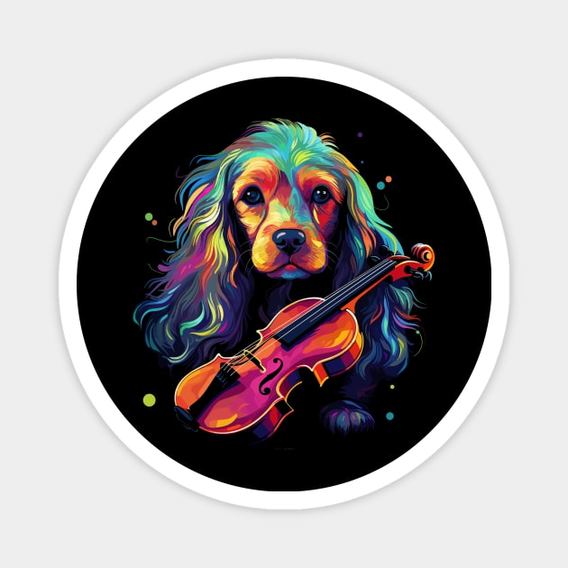 Cocker Spaniel Playing Violin Magnet by JH Mart